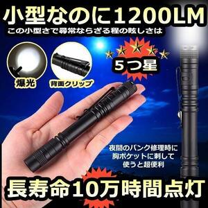 ミニ 懐中電灯 100000時間寿命 CREE LED 1200ルーメン 単4電池 防水 ペンクリップ MINILIGHT