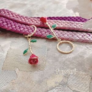 《 一輪の薔薇 》rose 帯締め飾り　帯　帯飾り　着物　レース羽織　羽織紐