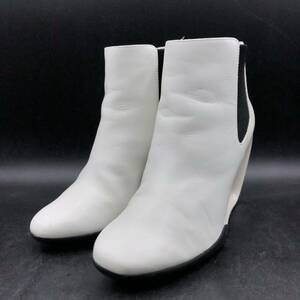 M2308 良品 UNITED NUDE ユナイテッドヌード サイドゴア レザー ショートブーツ レディース 39/23.5cm相当 ホワイト 型押し