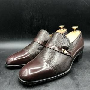 M2346 superior article marellima Rely leather business shoes strut chip monk strap men's 24.0cm Brown tea leather shoes slip-on shoes 