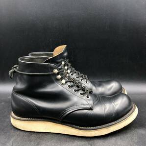 M2361 良品 98年製 RED WING レッドウィング 8165 犬タグ プレーントゥ ワークブーツ US8 D 26.0cm相当 ブラック 黒 USA製の画像5