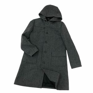 H704② ほぼ美品 仏製 A.P.C. アーペーセー フーデットコート 長袖 ロング コート アウター グレー系 ウール混 フランス製 メンズ 1