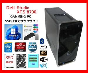 Dell XPS 8700 サクサク Core i7-4790～4.0Ghz×8/16G/新SSD480G +新HDD1T/R9-200/ブルーレイ/WiFi/W11/office2021