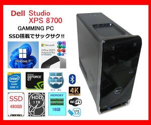 Dell XPS 8700 サクサク Core i7-4770～3.9Ghz×8/16G/新SSD480G+1T/GT635/WiFi/W11/office2021