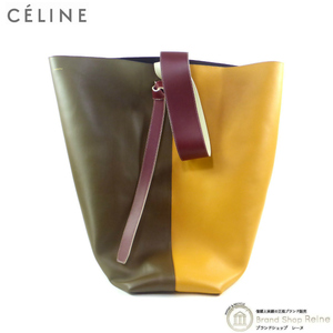 セリーヌ （CELINE） オーバーサイズ ツイステッド カバ ワンショルダー トート バッグ 17690 Moss Green/Daffodil（中古）