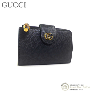 グッチ （GUCCI） バンブー ダブルG ミディアム ウォレット 二つ折り コンパクト 財布 739498 ブラック（新品）