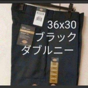 新品 36x30 BK ダブルニー ワークパンツ ディッキーズ ブラック