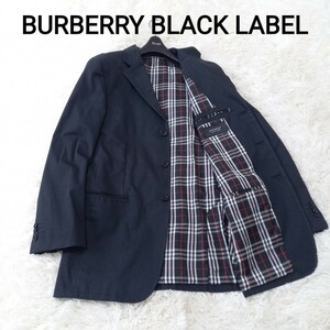 【1円】 BURBERRY BLACK LABEL バーバリーブラックレーベル ノバチェック テーラードジャケット 黒 スプリングコート L メンズ 【美品】