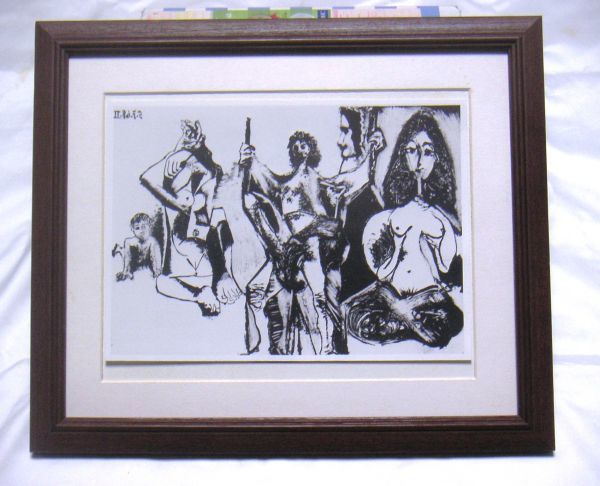 ◆Picasso copperplate print 374 (192) offset reproduction, wooden frame included, immediate purchase◆, artwork, painting, portrait