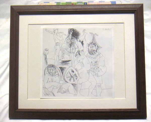 ◆Impression sur cuivre Picasso 374 (232) reproduction offset, cadre en bois inclus, achat immédiat◆, Ouvrages d'art, Peinture, Portraits