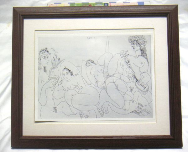 ◆Picasso copperplate engraving 374 (289) offset reproduction, wooden frame included, immediate purchase◆, artwork, painting, portrait