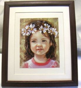 Art hand Auction ◆ Fujioka Shinsho Girl in a Flower Wreath Offset Reproduction, Framed, Buy Now ◆, Artwork, Painting, Portraits