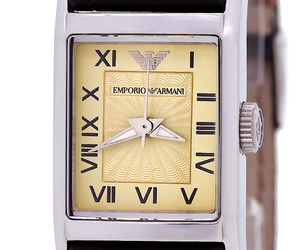 [ стоит посмотреть USED]EMPORIO ARMANI( Emporio Armani ) квадратное женский часы батарейка заменена кварц SS/ кожа AR-0254