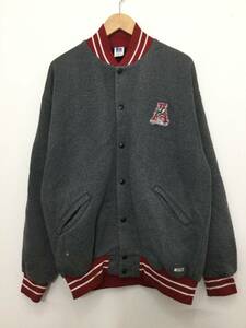 RUSSELL ATHLETIC ラッセルアスレチック USA製 80‘s VINTAGE スウェットスタジャン ジャケット メンズL〜 【毛玉の付着等あり】242