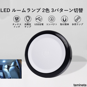 FUTWOD LED ルームランプ ホワイト アイスブルー 2色 3パターン切替 タッチライト 車内灯 USB充電 省エネ向上で視界を鮮明に確保