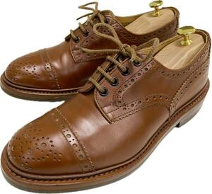 美品 高級革靴 Tricker’sトリッカーズ 27cm ブローグシューズ ストレートチップ ブラウン 茶 レザー 革靴 ドレスシューズ 7047 メダリオン