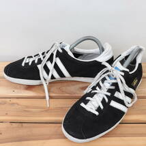 z9795 アディダス ガゼル ガッツレー US7 25.0cm/黒 ブラック 白 ホワイト adidas GAZELLE OG メンズ ユニセックス スニーカー 中古_画像1