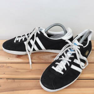 z9795 アディダス ガゼル ガッツレー US7 25.0cm/黒 ブラック 白 ホワイト adidas GAZELLE OG メンズ ユニセックス スニーカー 中古