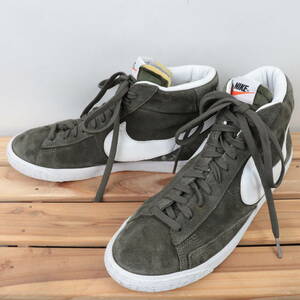 z9867 ナイキ ブレーザー ミッド US11 29.0cm/ダークオリーブ 白 ホワイト NIKE Blazer Mid PRM メンズ スニーカー 中古