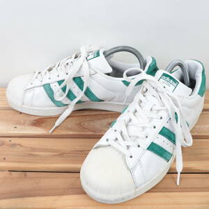 z9875 アディダス スーパースター US7 1/2 25.5cm/白 ホワイト 緑 グリーン adidas SUPERSTAR メンズ スニーカー 中古