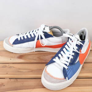 z9956 ナイキ ブレザー ロー 77 ジャンボ US8 26.0cm/白 ホワイト 紺 オレンジ グレー NIKE BLAZER LOW JUMBO メンズ スニーカー 中古