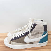 z176 ナイキ ブレーザー ミッド 77 プレミアム US8.5 26.5cm/ベージュ 紫 白 NIKE BLAZER MID 77 PREMIUM メンズ スニーカー 中古_画像4