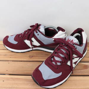 z259【574】ニューバランス US10.5 28.5cm/バーガンディー 白 グレー newbalance メンズ スニーカー 中古