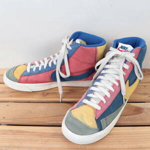 z423 ナイキ ブレーザー ミッド77 US8 26.0cm/紺 ネイビー グリーン NIKE Blazer Mid ’77 Vintage メンズ スニーカー 中古