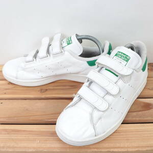 z429 アディダス スタンスミス ベルクロ US7 1/2 25.5cm/白 ホワイト 緑 グリーン adidas STANSMITH メンズ スニーカー 中古