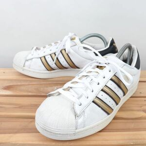 z9827 アディダス スーパースター US8 1/2 26.5cm/白 ホワイト 金 ゴールド 黒 ブラック adidas SUPERSTAR メンズ スニーカー 中古