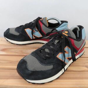 z9839[574] New balance US9 27.0cm/ чёрный черный пепел серый бледно-голубой голубой красный оттенок красного newbalance мужской спортивные туфли б/у 