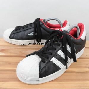 z9853 アディダス スーパースター US8 26.0cm/黒 ブラック 白 ホワイト 赤 レッド adidas SUPERSTAR メンズ スニーカー 中古