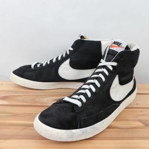 z9950 ナイキ ブレーザー ミッド US9 27.0cm/黒 ブラック 白 ホワイト NIKE BLAZER MID PRM VNTG ブレザー メンズ スニーカー 中古