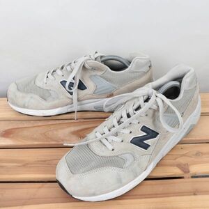 z36【580】ニューバランス US10 28.0cm/灰 グレー 紺 ネイビー newbalance メンズ スニーカー 中古