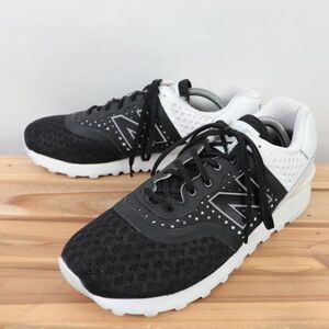 z60【574】ニューバランス US10 28.0cm/黒 ブラック 白 ホワイト newbalance メンズ スニーカー 中古