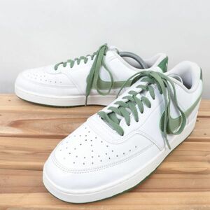 z79 ナイキ コート ビジョン US9.5 27.5cm/白 ホワイト 緑 グリーン系 NIKE COURT VISION LOW メンズ スニーカー 中古