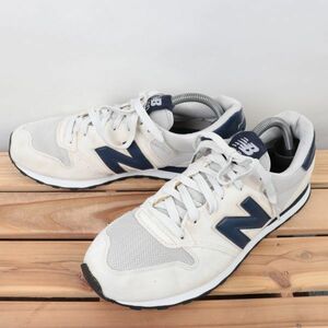 z118【500】ニューバランス US8.5 26.5cm/白 ホワイト クリーム 紺 ネイビー系 newbalance メンズ スニーカー 中古