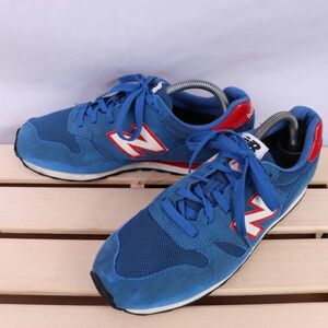 z211【373】ニューバランス US7 1/2 25.5cm/青 ブルー 白 ホワイト 赤 レッド newbalance メンズ スニーカー 中古