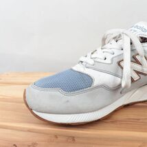 z299【878】ニューバランス US9.5 27.5cm/スモーキーブルー 灰 グレー 白 ホワイト 茶 ブラウン newbalance メンズ スニーカー 中古_画像6