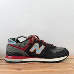 z310【574】ニューバランス US8 26.0cm/黒 ブラック 灰 グレー エンジ オレンジ newbalance メンズ スニーカー 中古の画像5