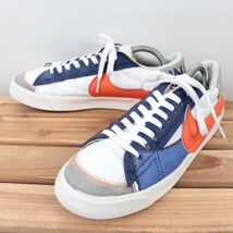 z382 ナイキ ブレーザー ロー ジャンボ US9 27.0cm/白 ホワイト オレンジ 紺 NIKE BLAZER LOW 77 JUMBO ブレザー メンズ スニーカー 中古_画像1