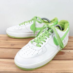 z415 ナイキ エアフォース1 US9.5 27.5cm/白 ホワイト 黄緑 グリーン系 NIKE AIRFORCE1 AF1 LOW メンズ スニーカー 中古