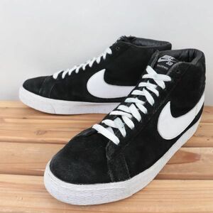 z502 ナイキ SB ブレーザー ミッド US9 27.0cm/黒 ブラック 白 ホワイト NIKE SB BLAZER MID メンズ スニーカー 中古