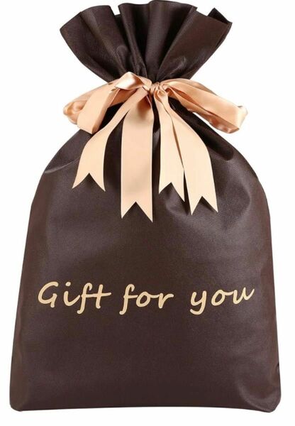 ラッピング 袋 大 バレンタイン リボン付きのギフト袋 1枚 お祝い ギフトラッピング袋　ブラウン　 巾着袋