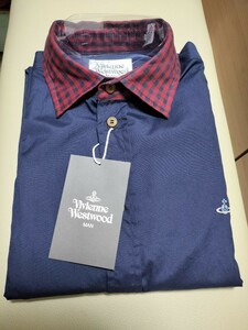 1円 Vivienne Westwood Man シャツ ワイシャツ ヴィヴィアン ウエストウッド size 50 XL LL ネイビー チェック 美品 レギュラーカラー 長袖