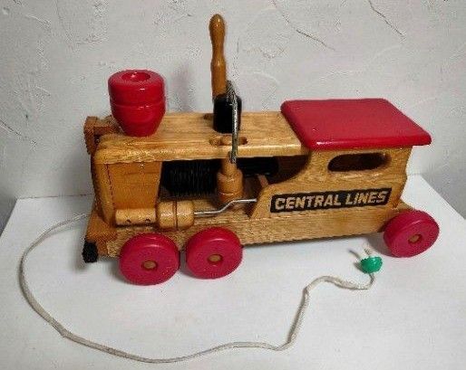 木製機関車 汽車 列車 NICHIGAN′S TOY CENTRAL LINES 当時物 おもちゃ 昭和レトロ ビンテージ