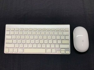 A4-968 現状品 Apple アップル ワイヤレス マウス A1015 キーボード A1255 純正 計2点 セット 通電のみ確認 ジャンク