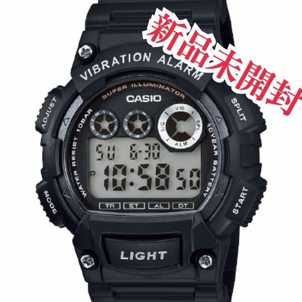 CASIO 腕時計 ブラック 防水 LEDライト ストップウォッチ 10年電池