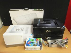 【現状品】任天堂 Nintendo Wii 本体 RVL-001 4点/Wii Fit バランスWiiボード 1点/ソフト 5点 【e】