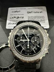 極美品　CHANEL J12 41ミリクロノ　メンズ高級腕時計　自動巻　H0940 シャネル　1スタ　純正セラミックベルト正規品　アフターベゼルオマケ